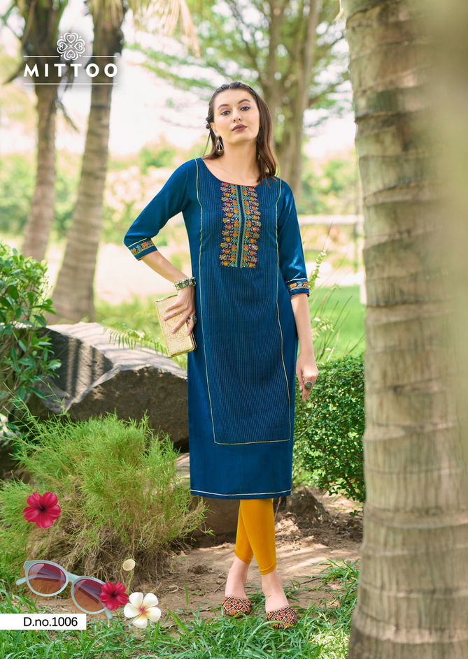 Mahika By Mittoo Viscose Weaving Designer Kurtis Wholesale Shop In Surat